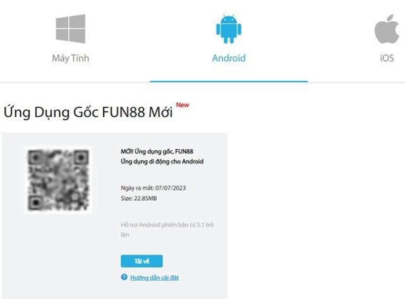 Ứng dụng Fun88 dành riêng cho hệ điều hành Android